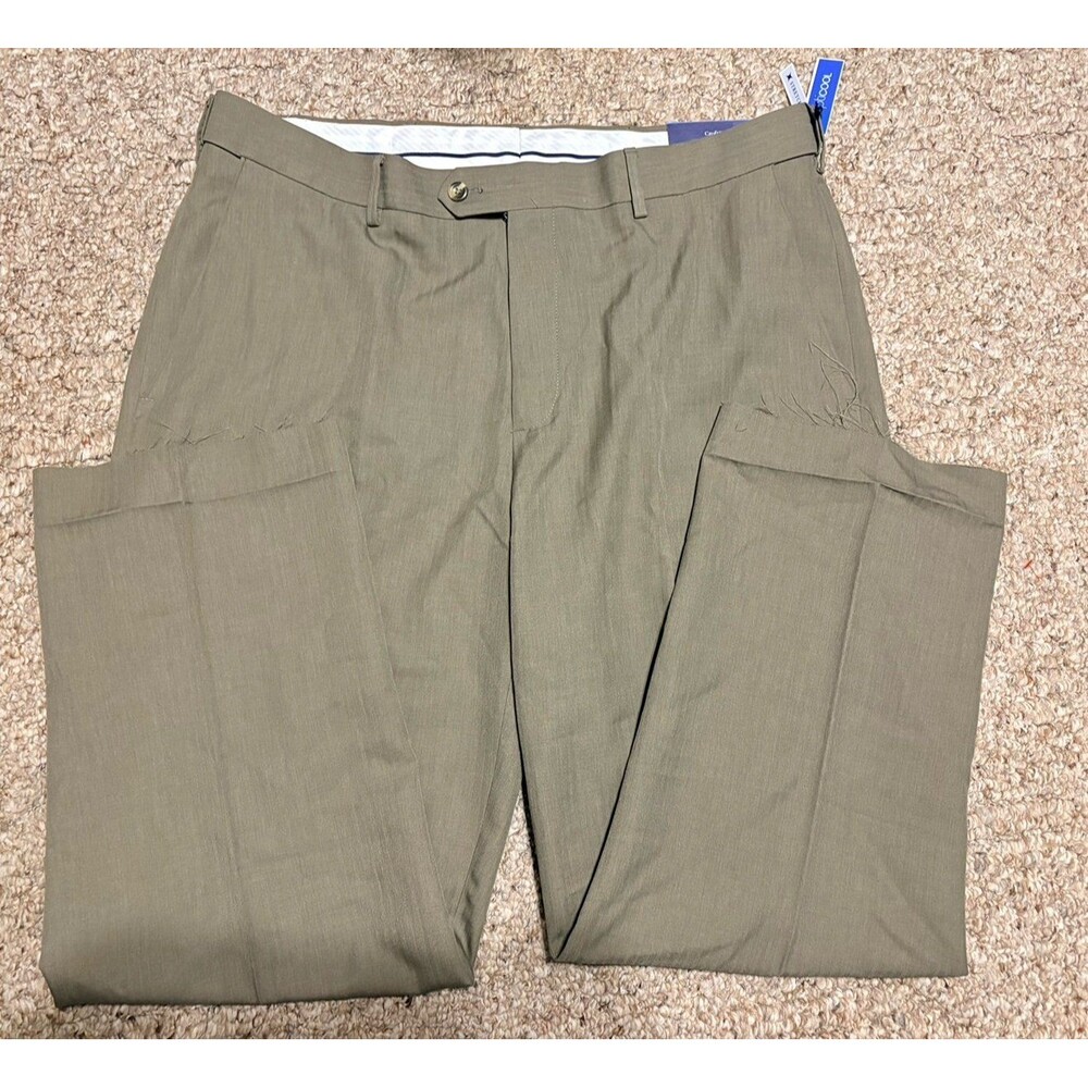 Men's Khaki Flat Front Dress Pants